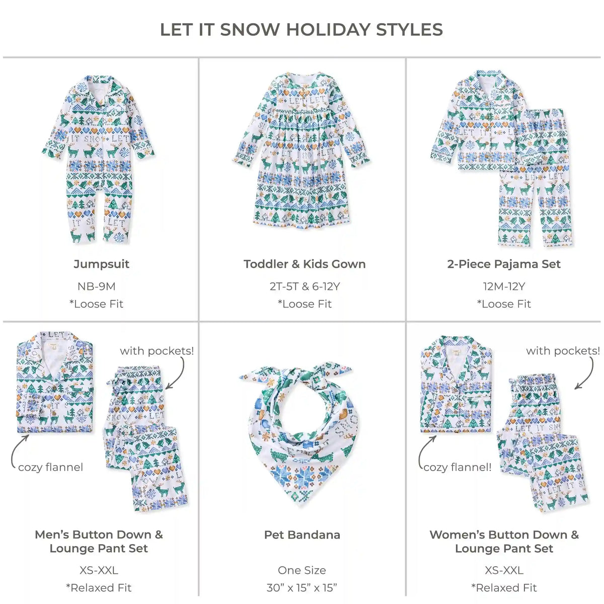 Let It Snow Flannel Family Matching Pajama Baby Jumpsuit