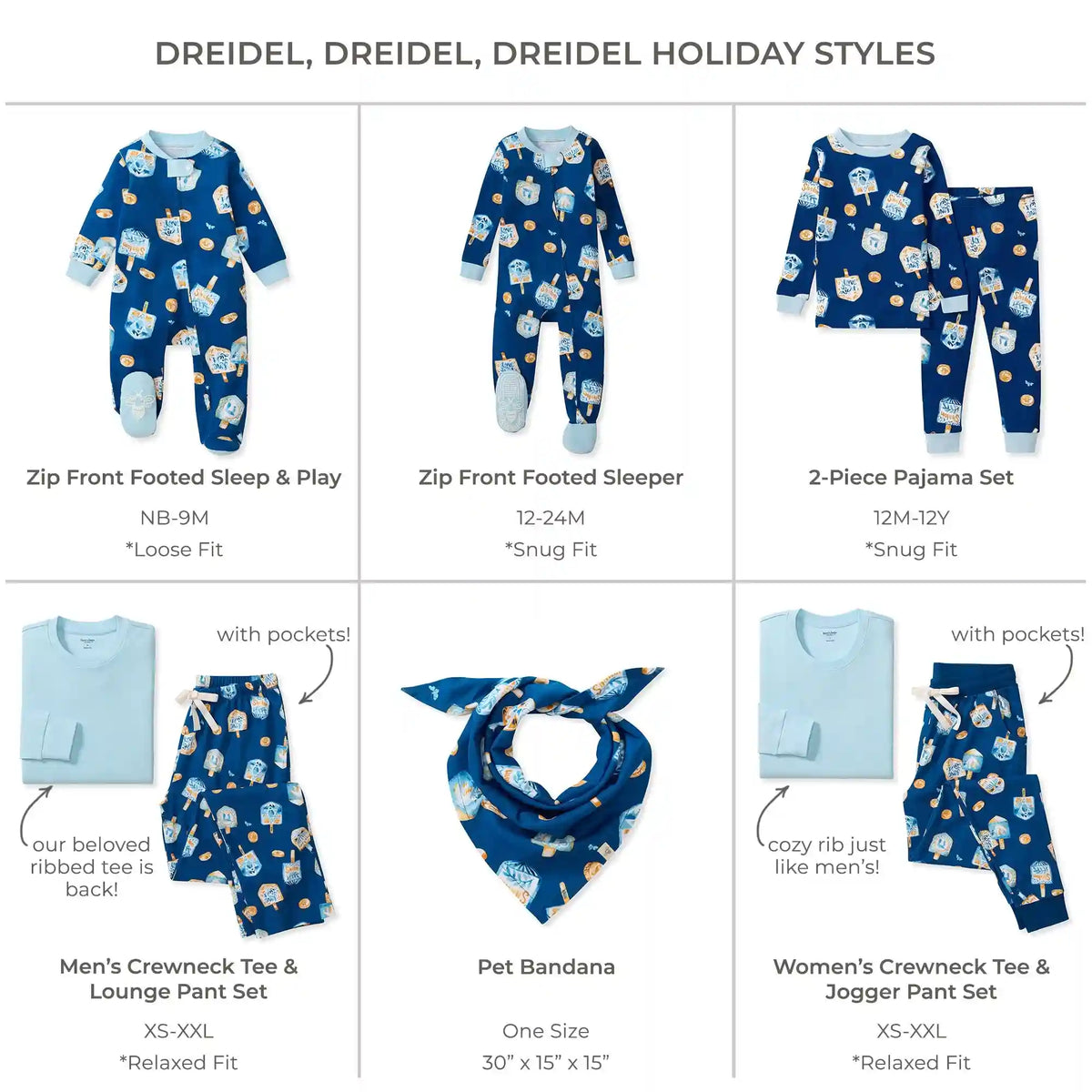Dreidel Family Matching Organic Cotton Sleeper