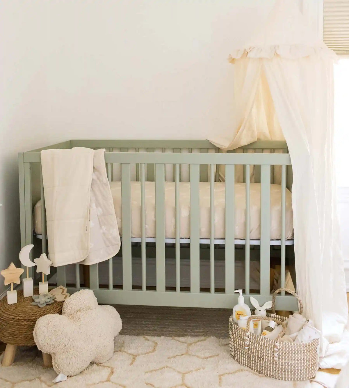 Good Night Sky Organic Cotton Crib Sheets Set of 2 - Limestone
