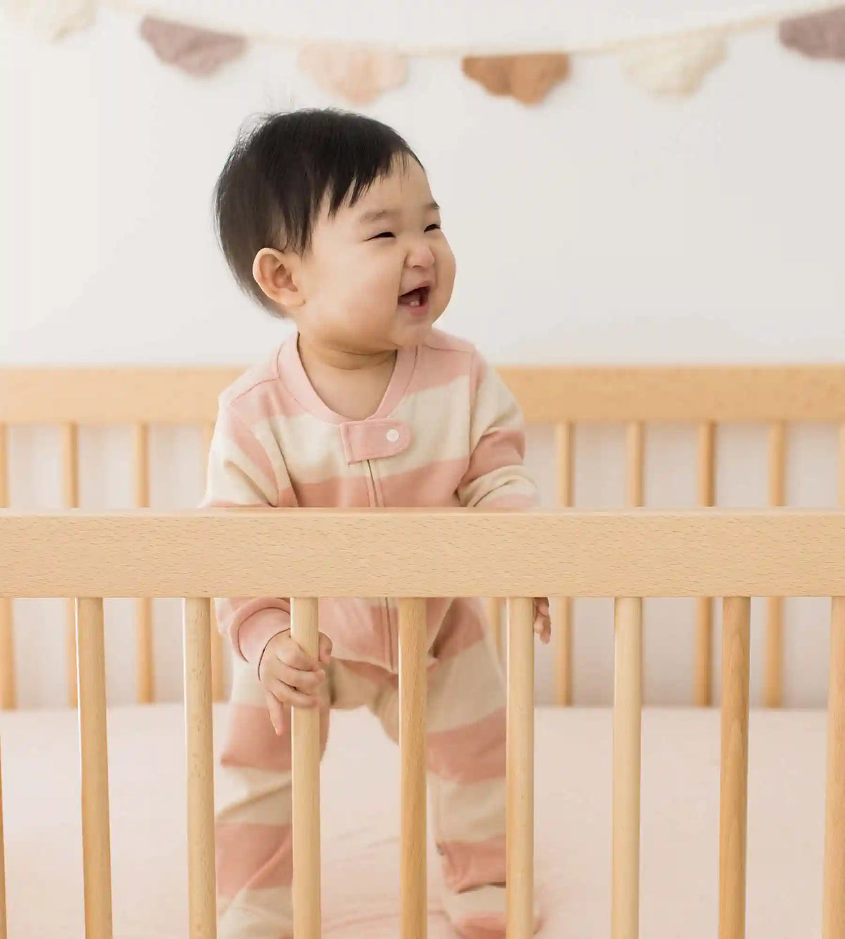 Rugby Stripe Organic Cotton Sleep & Play - Pink Sand