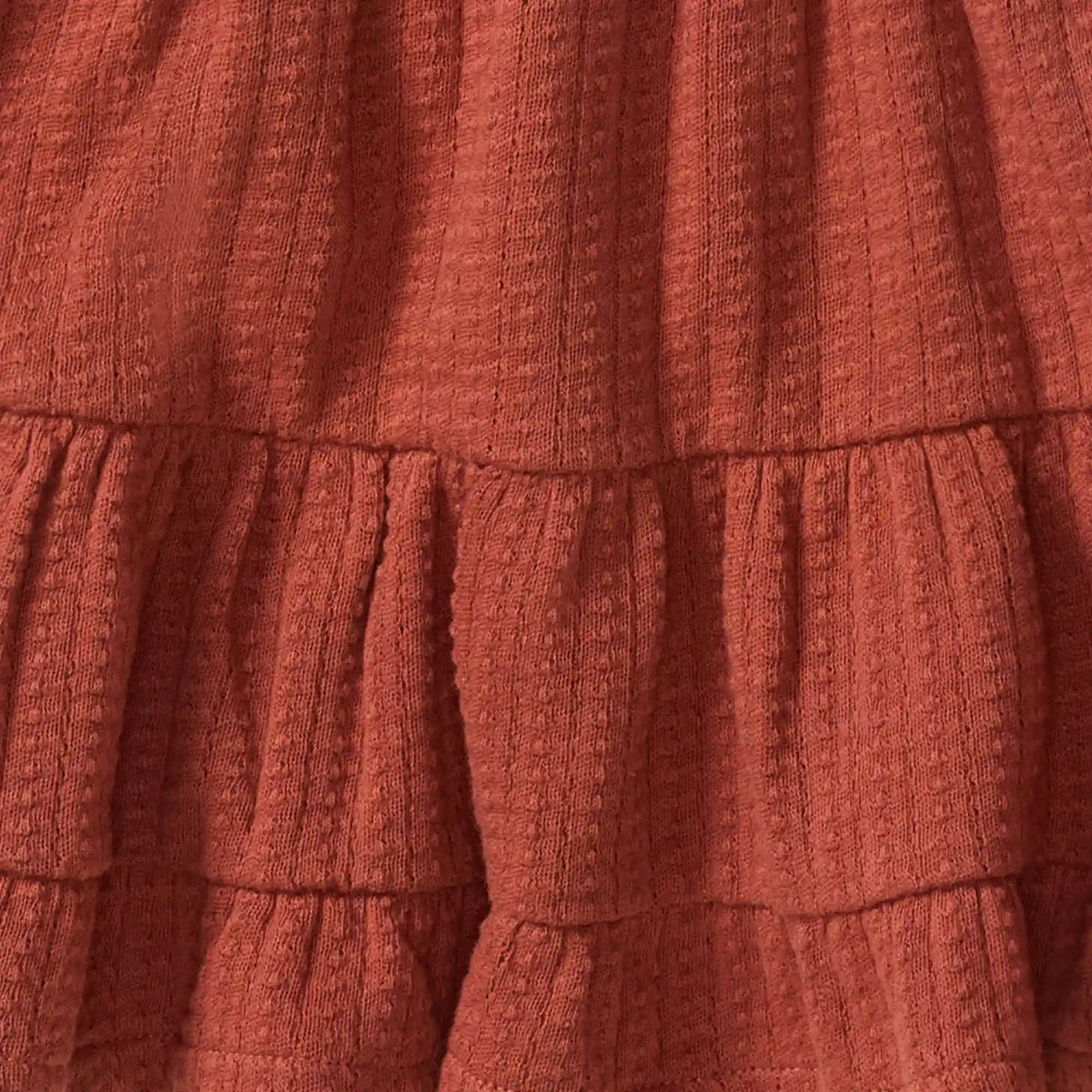 Dotted Rib Organic Cotton Dress - Sequoia Bark Red