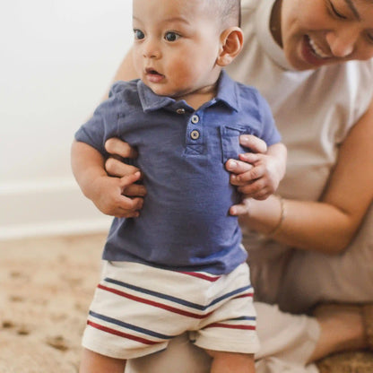 USA Stripe Polo Shirt & Shorts Set