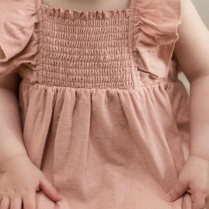 Check Gauze Organic Pink Dress