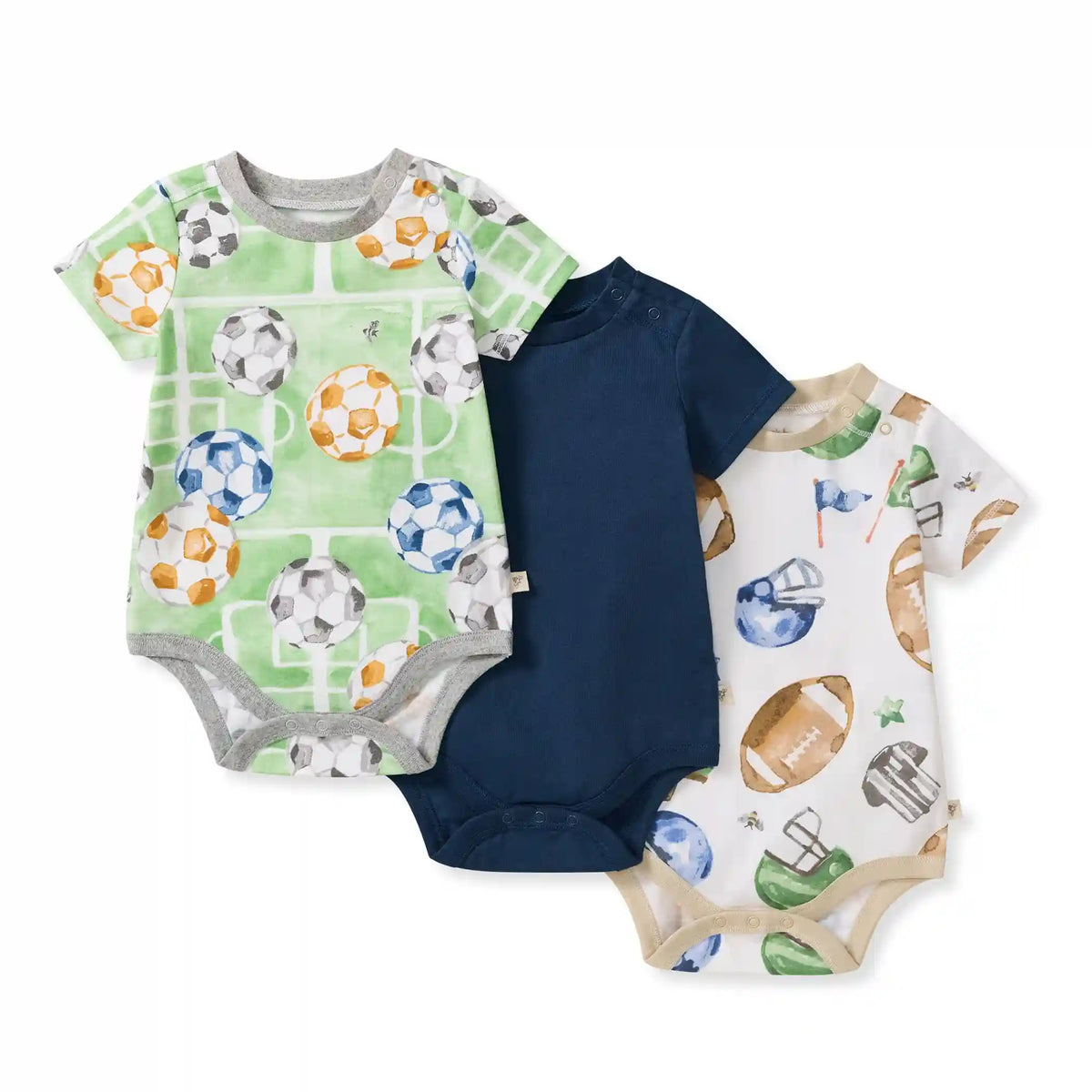 3-Pack Field Goal & Soccer Field Baby Boy Bodysuits