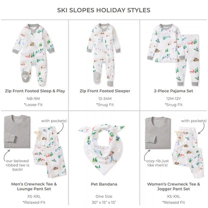 Ski Slopes Family Matching Organic Cotton Sleep & Play