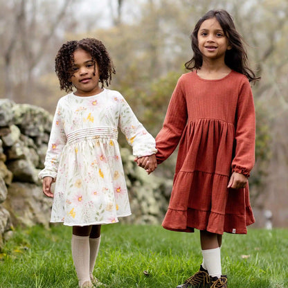 Dotted Rib Organic Cotton Dress - Sequoia Bark Red