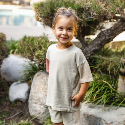 Color Blocked Boy Tee & Shorts Set